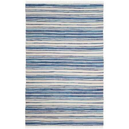 Safavieh Rag Rug Medium Rectangle Area Rug, Ivory and Blue - 5 x 8 ft. RAR126B-5